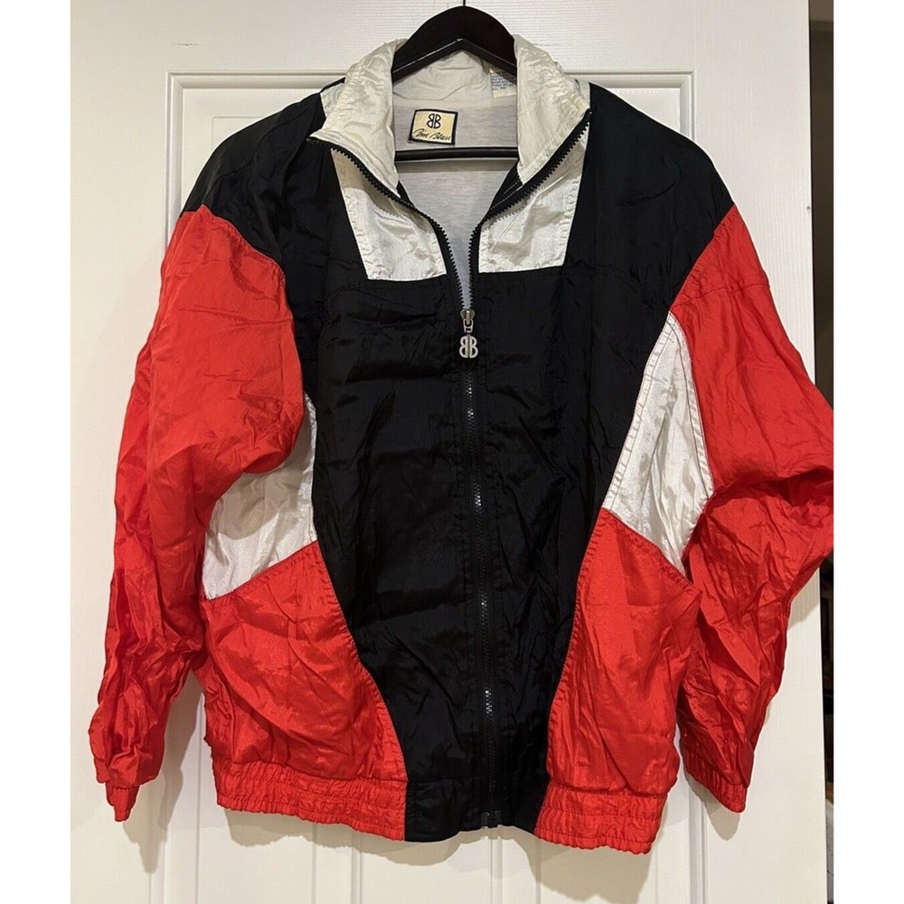 Vintage Bill Blass Wind breaker Track suit Men's Size Small B/W & red NEW